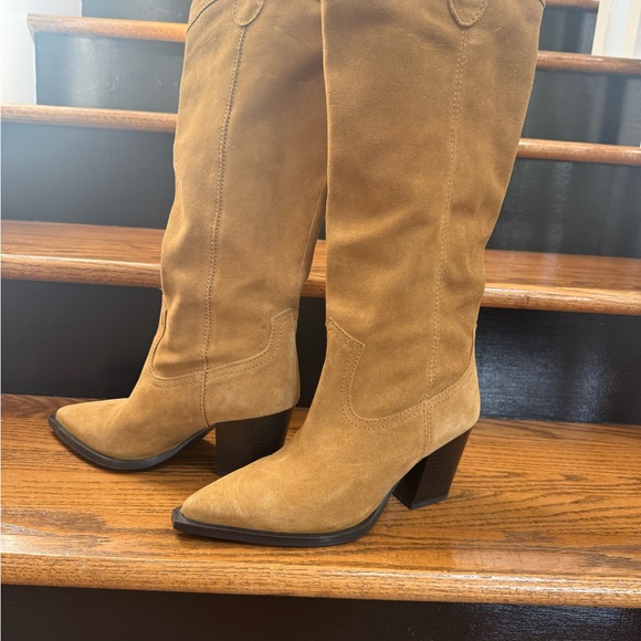 Mango Tan Suede Heeled Boots nwot - Picture 1 of 11